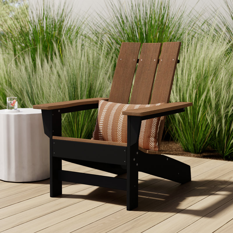 Ratcliff All-Weather HDPE Adirondack Chair, Black/Antique Mahogany