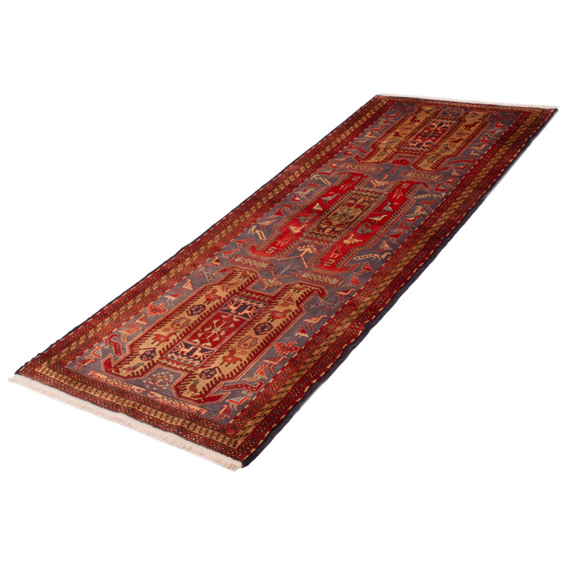 Tapis bleu marine et rouge Konya Anatolian 3 pi 10 po x 10 pi 2 po