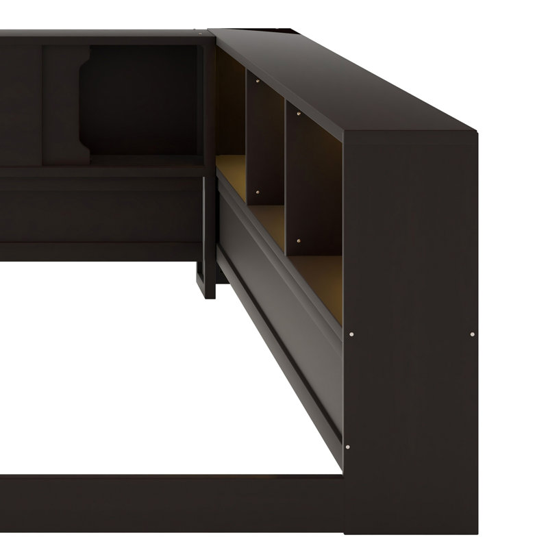 Lit de jour avec tablettes de rangement intégrées, conception peu encombrante pour les petites pièces, Brown