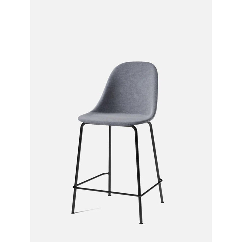 Harbour Upholstered Bar Stool with Metal Frame, Dakar 0842 Black Genuine Leather, Bar Stool (28.7" Seat Height)