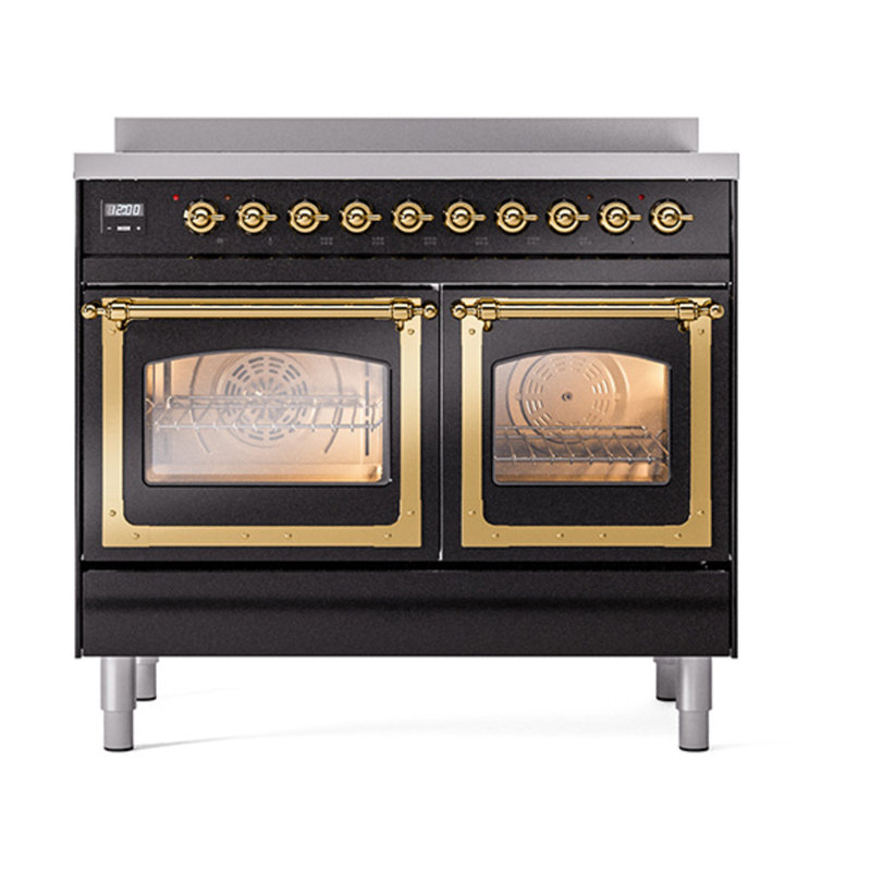 ILVE Nostalgie II Noblesse 40 in Induction Range, Glossy Black/Brass