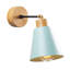 Lampe murale moderne turquoise, corps en métal et base en bois | 5,5 po de diamètre x 9,8 po de hauteur | Douille E27 (40 W maximum) | Certifié IP20 | Éclairage élégant et fonctionnel pour la décoration intérieure et les espaces de fantaisie-1005181651
