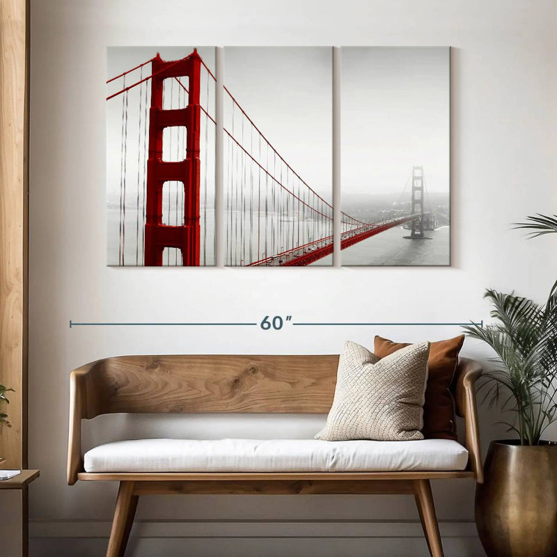 Lilie Golden Gate Bridge dans le brouillard, H 32 po x l 50 po