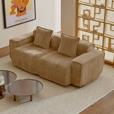 Canapé modulaire en velours moelleux: confort en nuage sans assemblage et passepoil français