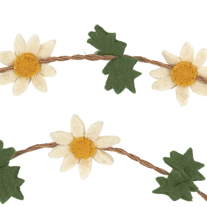 Guirlande faite à la main - Feutre marguerites en jute - 6 pi