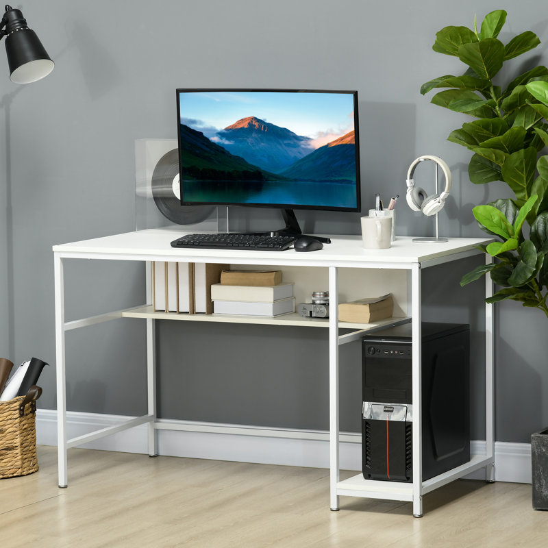 Eachern Metal Base Computer Desk, White, White