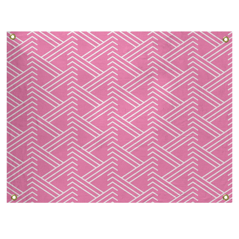 Jordao Machine Tapestry - Rod Included, 59" H x 80" W, Pink/White