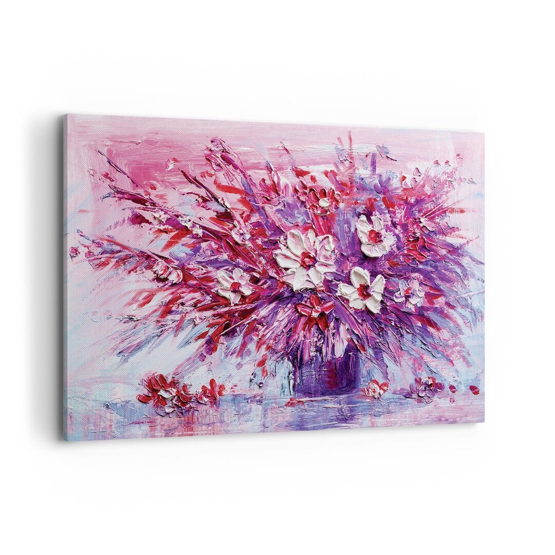 Leinwandbild Impasto Flowers Pink