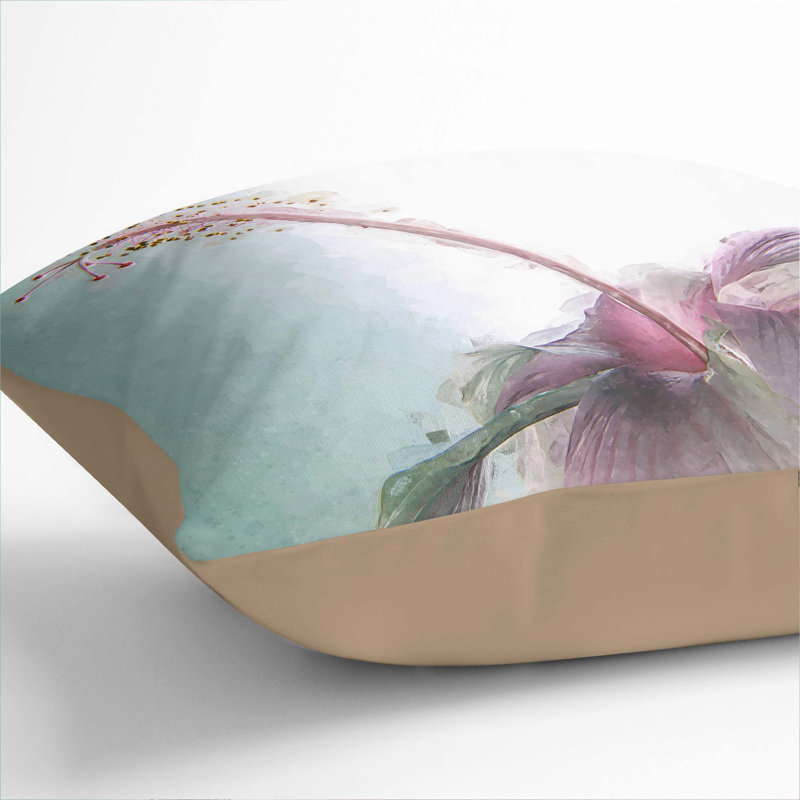 Pink Hibiscus Flower Cushion with Filling, 55cm H x 55cm W x 20cm D, Stone