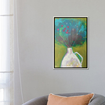 «Winter Bouquet In A White Vase», reproduction d'art sur toile encadrée