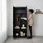 Armoire de rangement autoportante avec 7 tablettes - Finition noire moderne