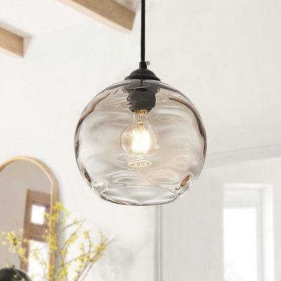 1-Light Textured Glass Dimmable Adjustable Pendant Light