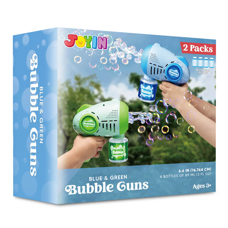 2Packs Bubble Guns with 4 Bottles Solution