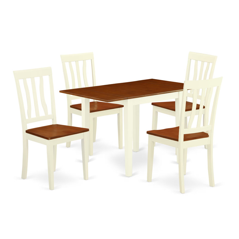 L'ensemble de mobilier de salle à manger 5 pièces comprend une table de cuisine rectangulaire avec Dropleaf et 4 chaises de salle à manger, 30 po x 48 po, babeurre et cerise
