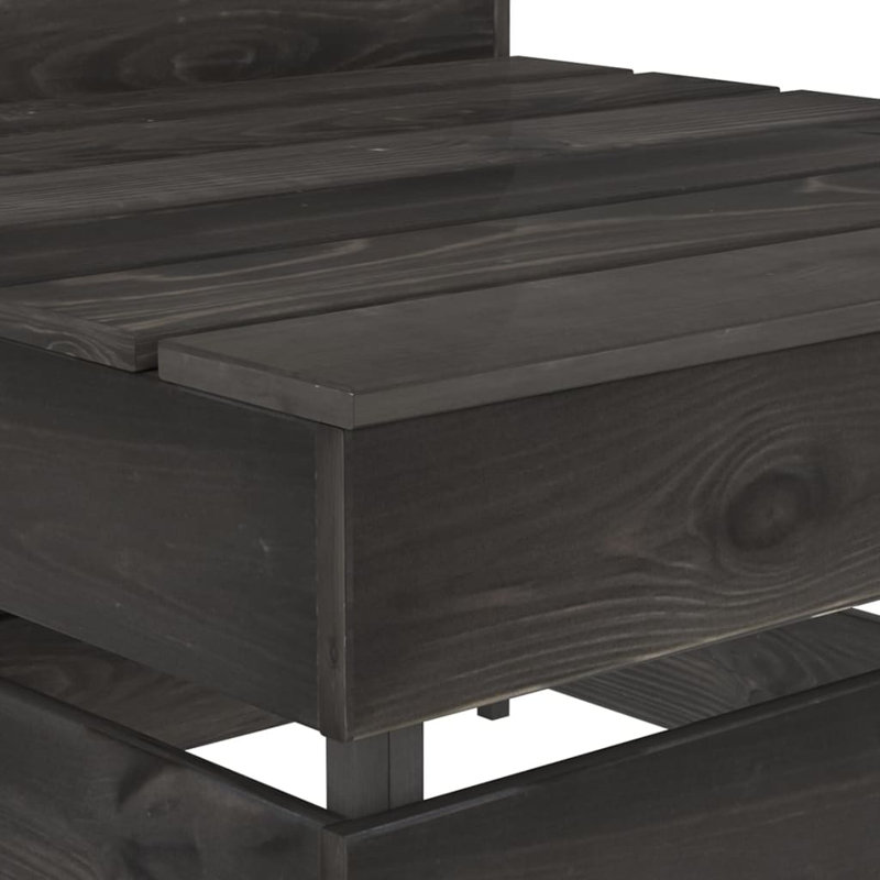 Severus Pine Outdoor Armless Lounge Chair, Dark Grey