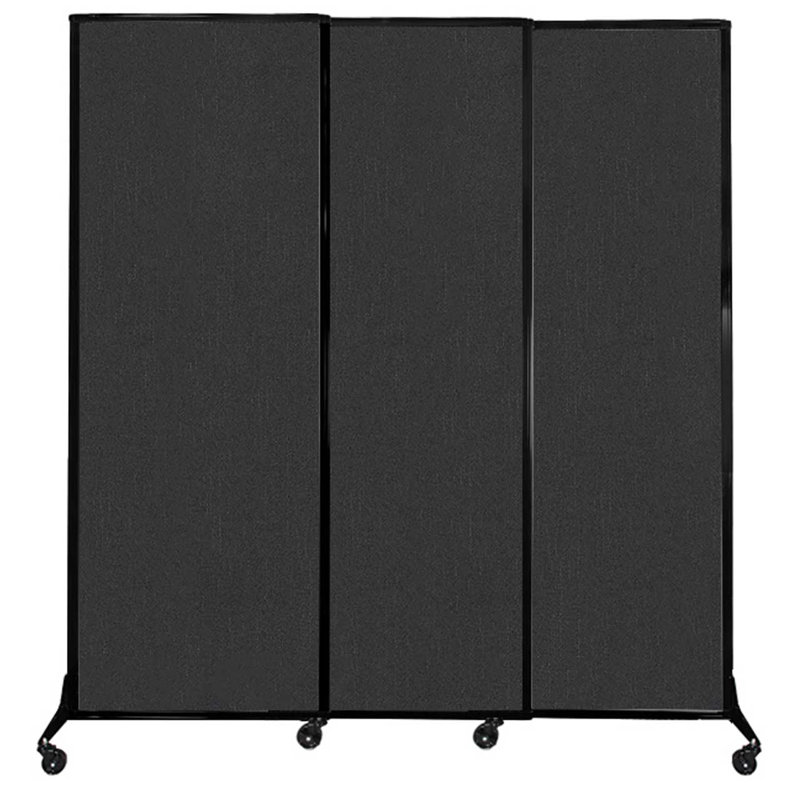 Cloison coulissante à 3 panneaux QuickWall, H 88 po x l 84 po, Noir