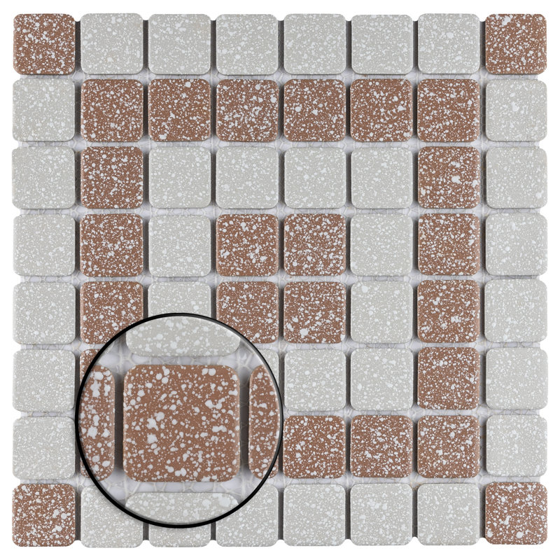 Crystalline Market 1.3" x 1.3" Porcelain Grid Mosaic Wall & Floor Tile, Beige