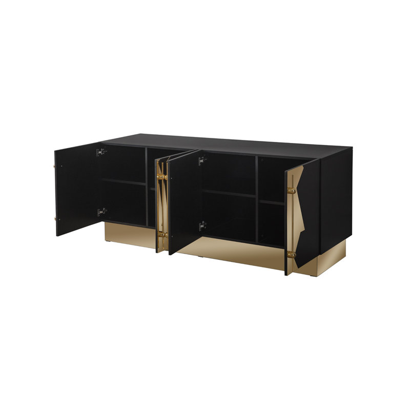 Callista 74'' Black and Gold Art Deco Sideboard
