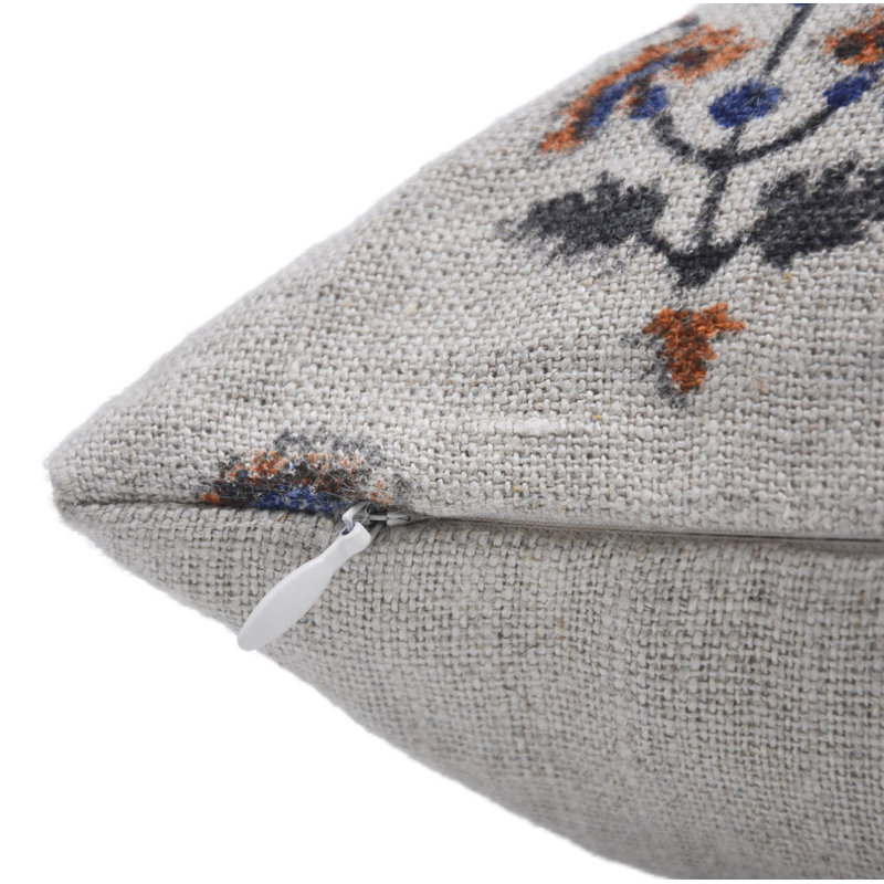 Housse de coussin d'intérieur / extérieur Floral Linen, H 14 po x l 14 po, Carré, Floral gris 1