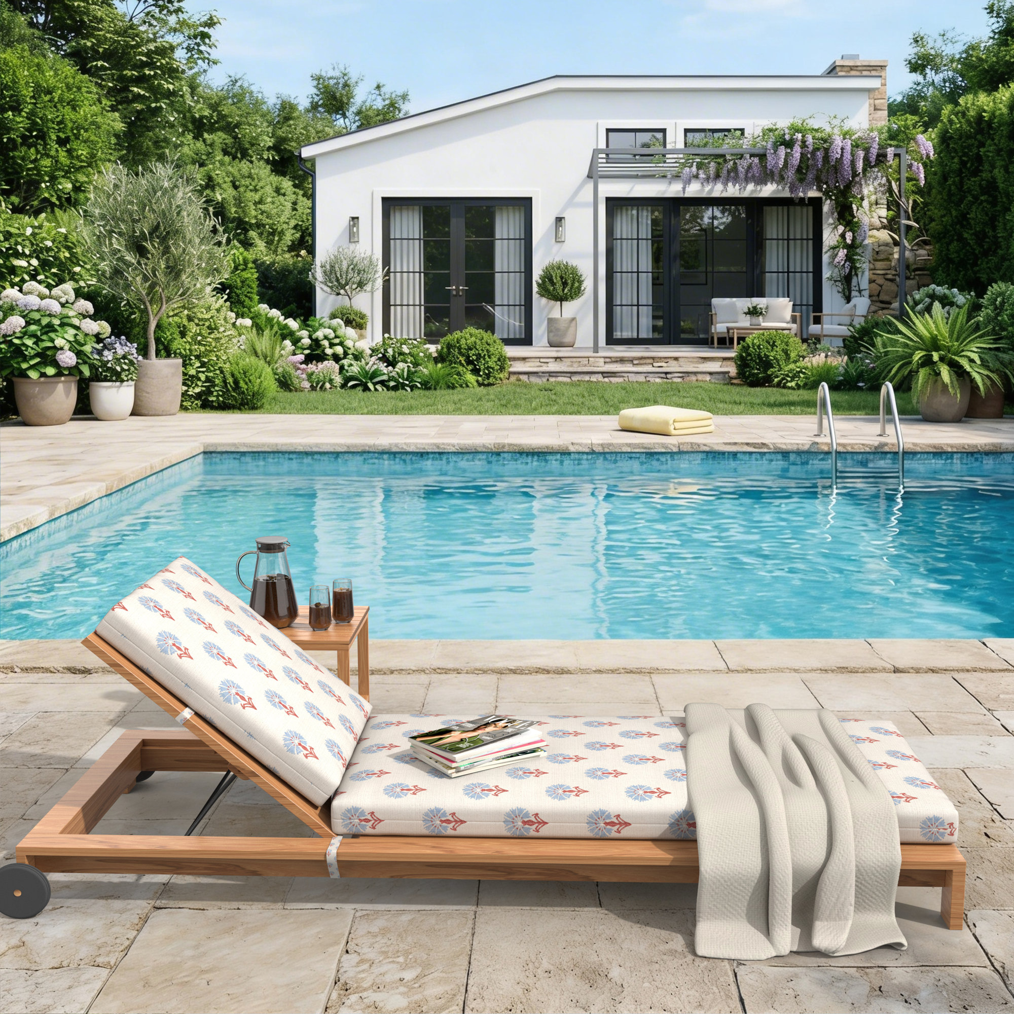 Amala Outdoor Sunbrella® Chaise Lounge Cushion, Mira Bluebell, 25W x 76D