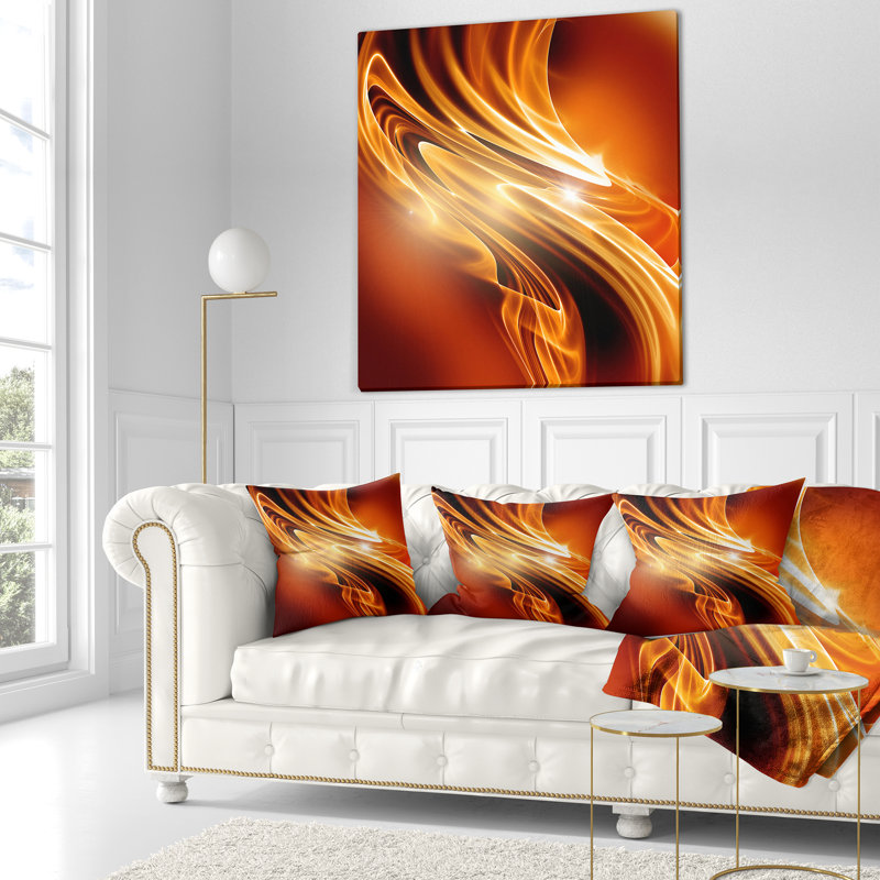 Conception abstraite dorée - Coussin imprimé abstrait, 18 po x 18 po, Coussin décoratif