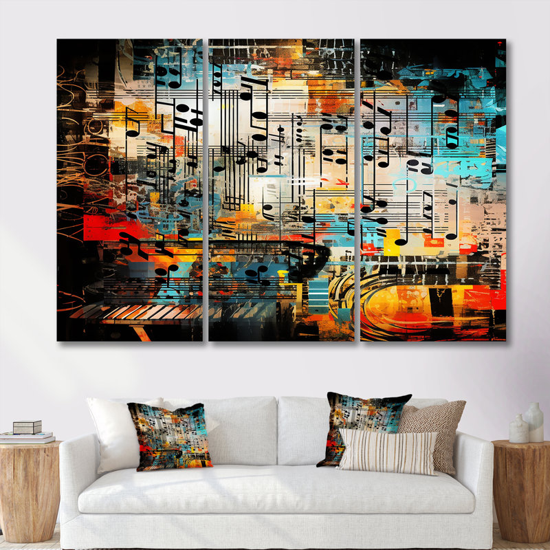 Plotinus - Ensemble de décorations murales musique, Toile tendue, H 32 po x l 48 po x P 1 po