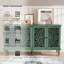 Console de rangement avec armoire avec sculptures florales et pieds en bois massif-689602858