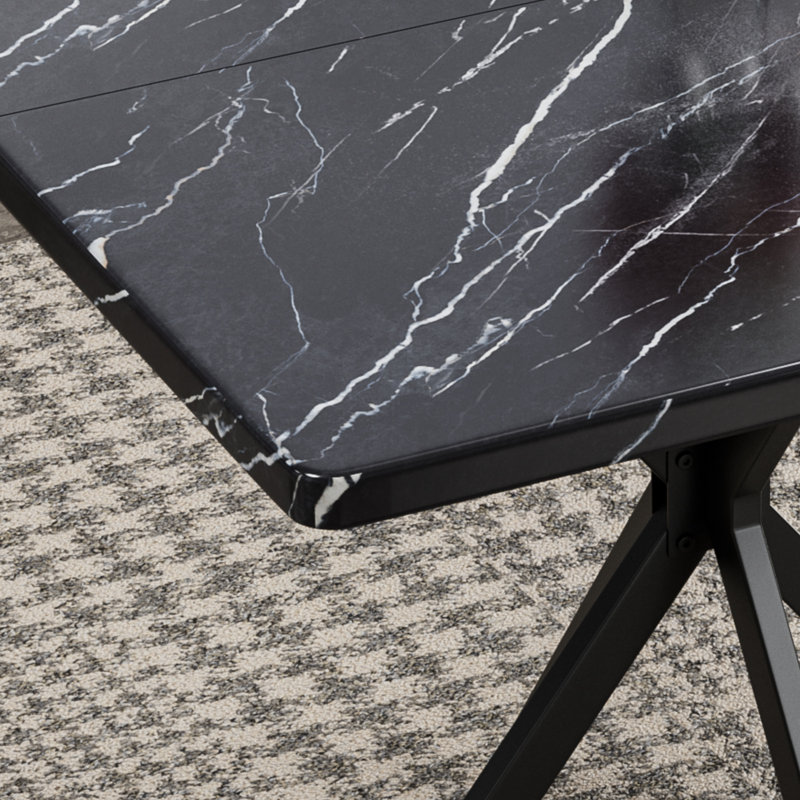 Ensemble de table de salle à manger 5 pièces pour 4, dessus et 4 chaises sans accoudoirs, Noir