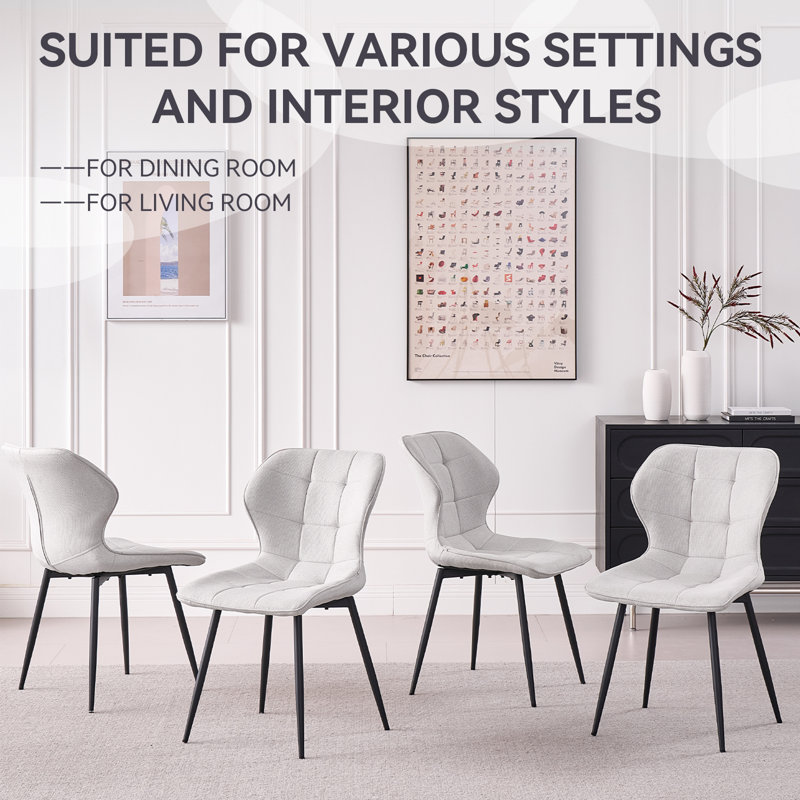Dining Chairs Set Of 4, Modern Kitchen Chairs With Metal Legs, Upholstered Fabric Side Dinner Chair For Living Room, Apartment