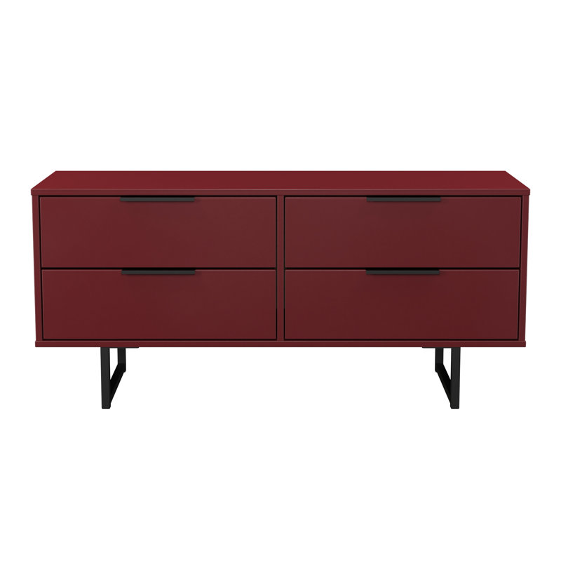 Bisceglia 115 cm W Chest of 4 Drawers, Red