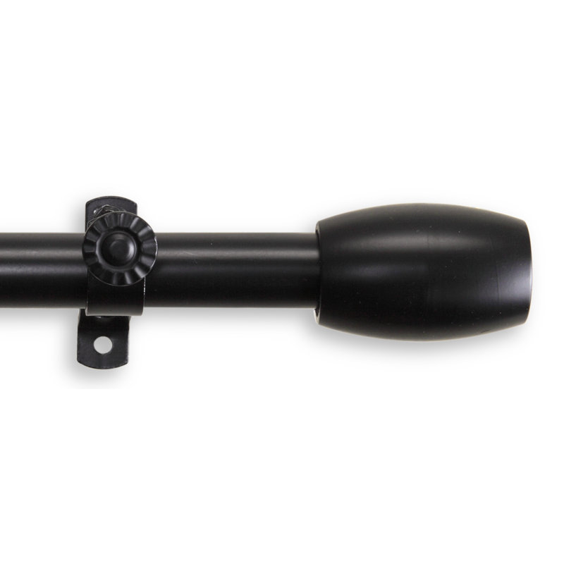 Tringle à rideaux simple Maymie, Noir, H 2,5 po x l 144 po x P 1,38 po