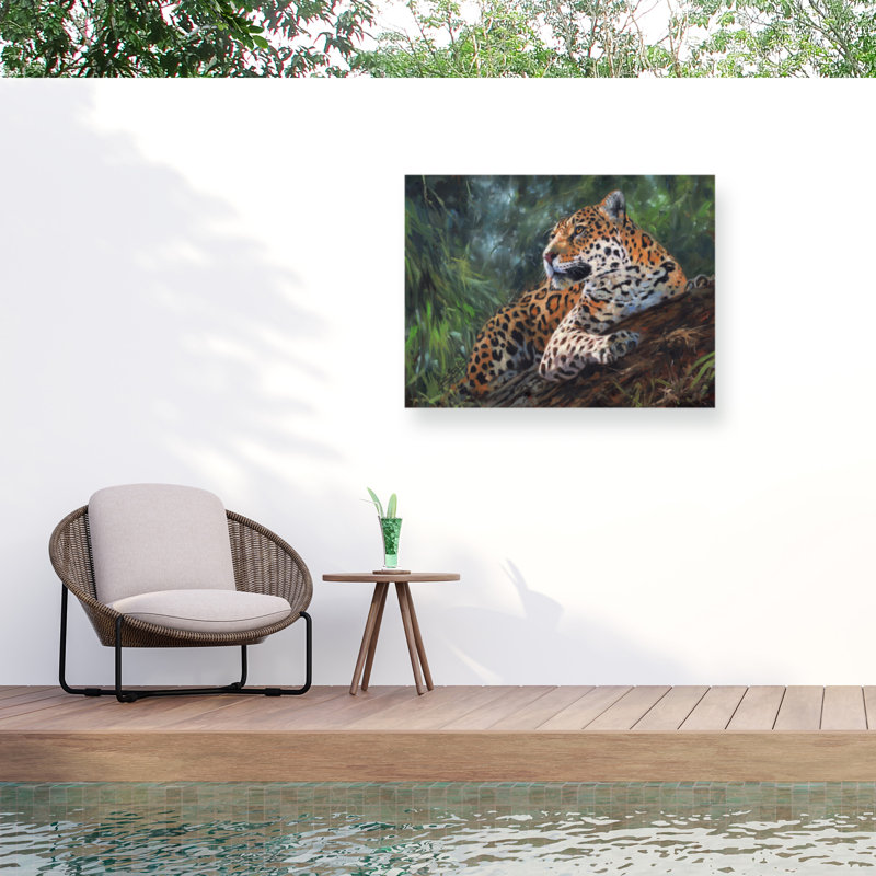 Toile d'extérieur David Stribble Jaguar dans un arbre, H 14 po x l 19 po