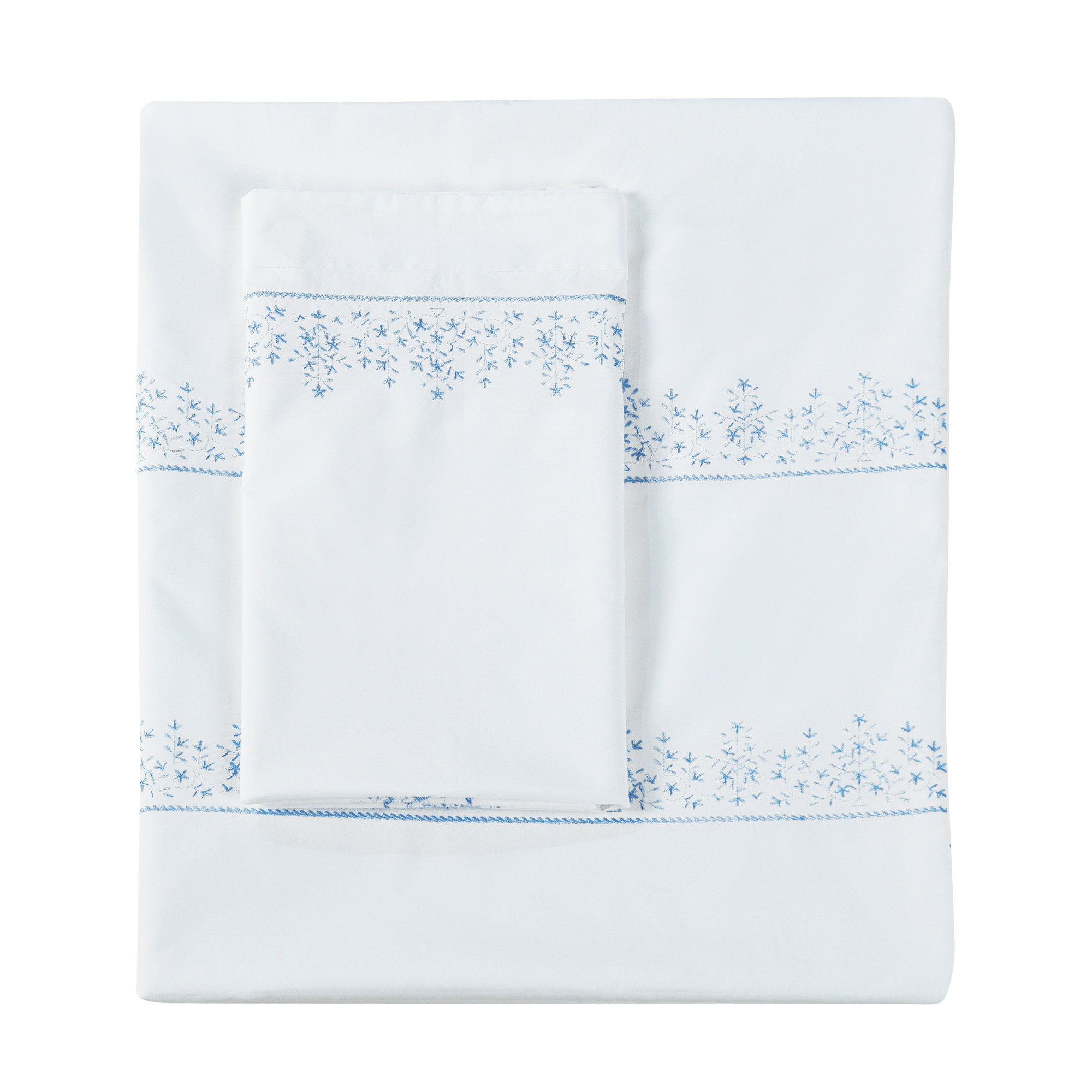 Azra Percale Duvet Cover Set, Blue, Queen Duvet Cover + 2 Standard Shams