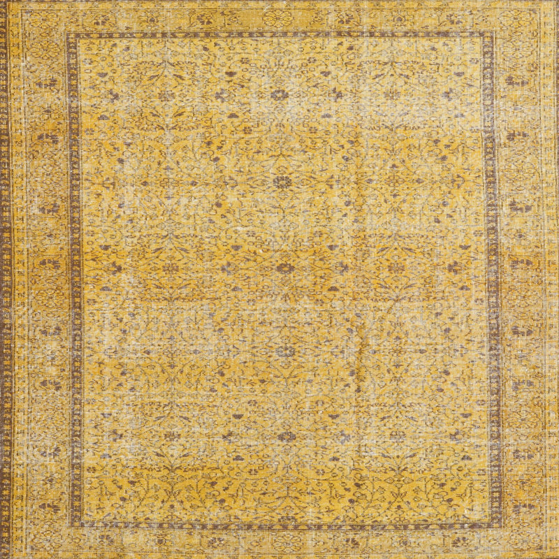 Tapis traditionnel jaune / beige Herle, Carré 7 pi