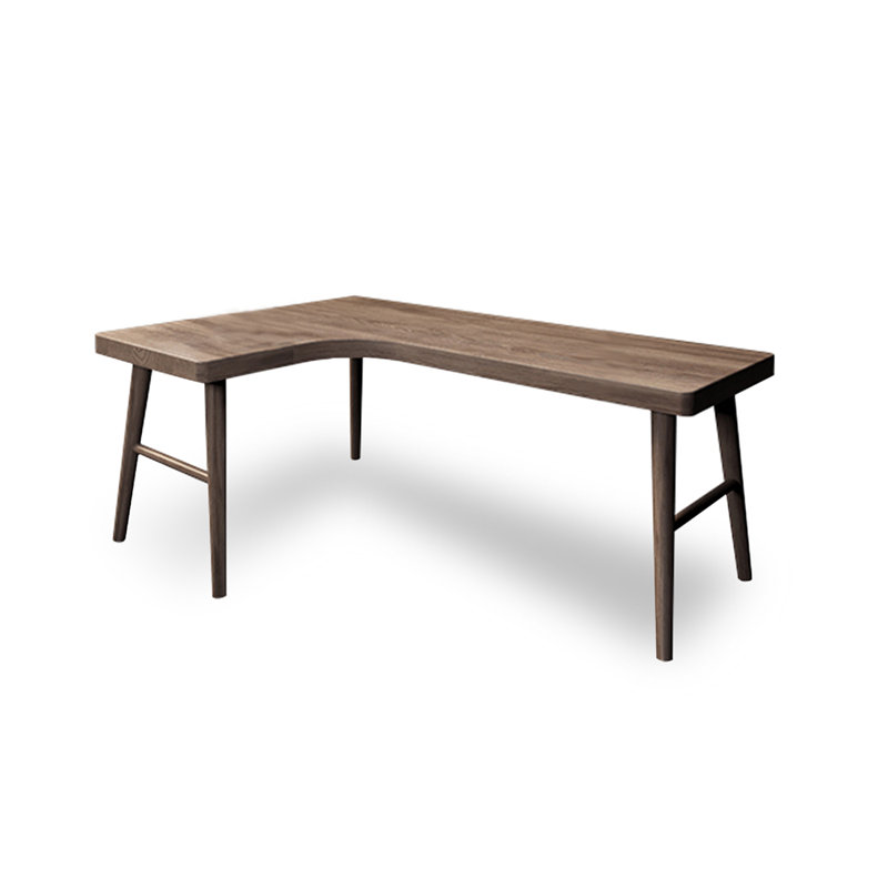 Bureau en bois massif en L noyer clair, H 29,53 po x l 55,12 po x P 39,37 po, Retour à gauche