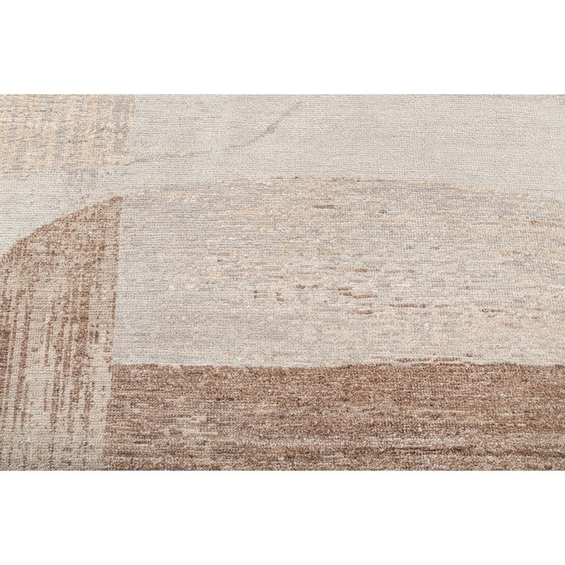Hand Knotted Abstract Area Rug in Ivory/Blush, Rectangle 9' x 12'