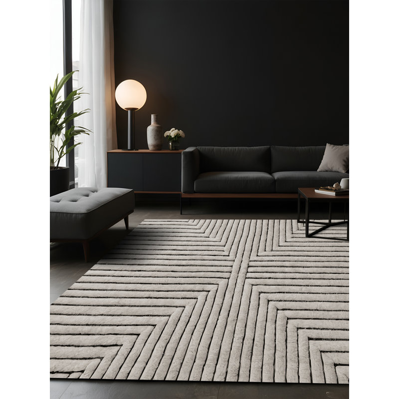 Tapis gris soyeux et moelleux, Carré 8 pi