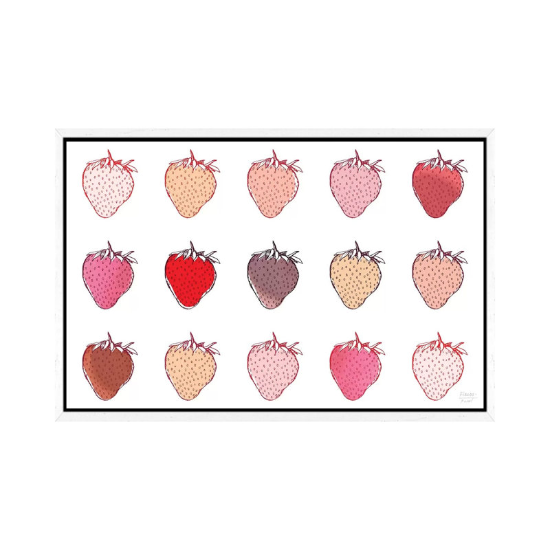 Strawberries - Print on Canvas, 45.72cm H x 66.04cm W x 3.81cm D, White Floater Framed