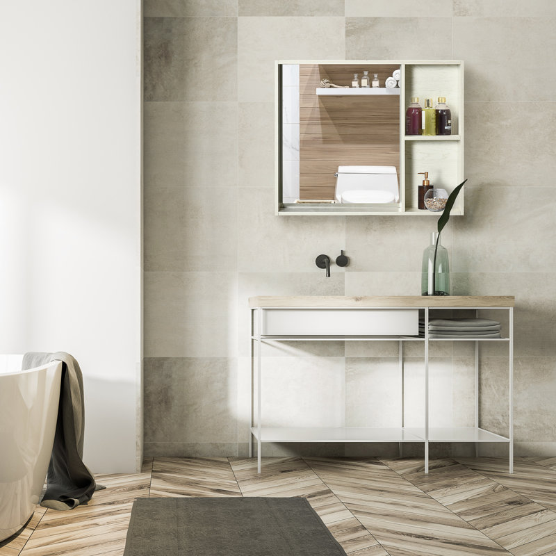 Armoire à pharmacie de salle de bain avec miroir, H 25,5 po x l 31,5 po x P 6 po