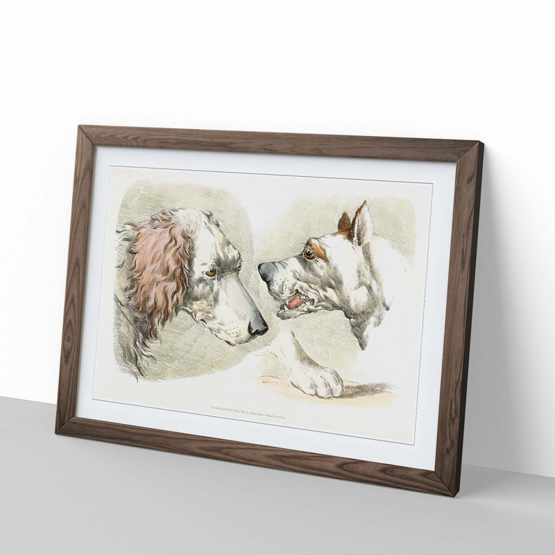 Illustration of Two Dogs by Henry Alken - Picture Frame Painting Print, 48cm H x 65cm W x 2cm D, Walnut Framed