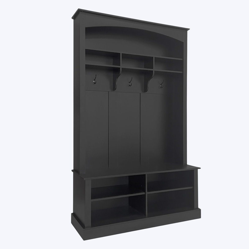 Rafaelita Hall Tree with Bench and Shoe Storage, Black