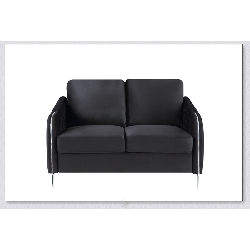 Causeuse moderne chic en velours noir Hadriano
