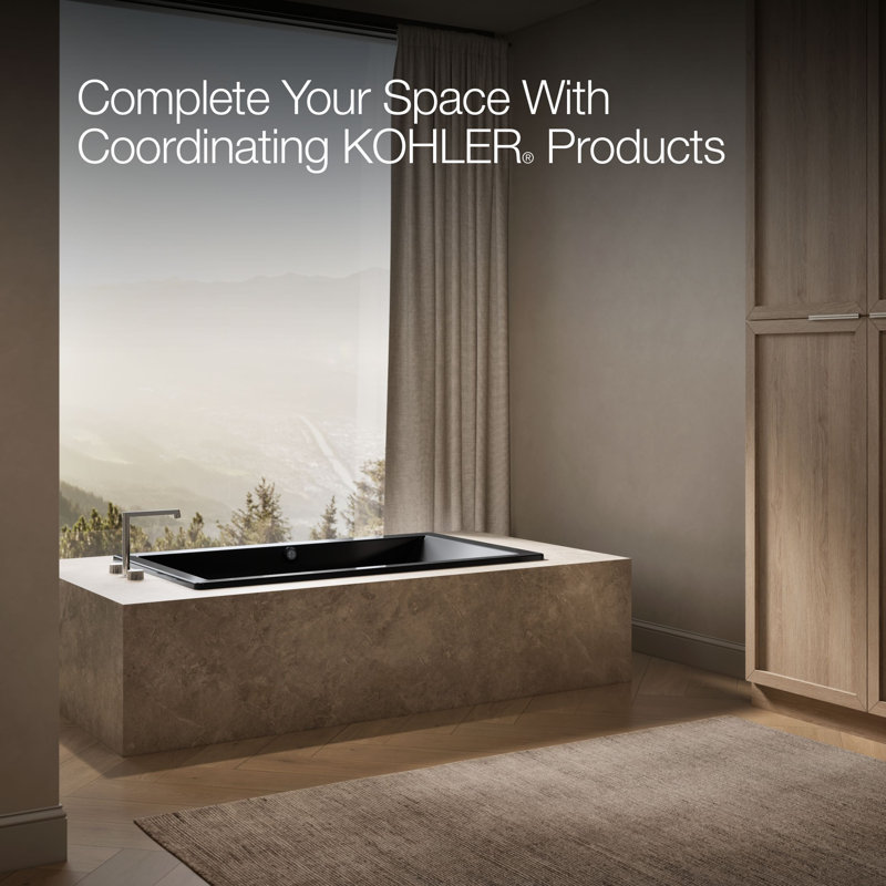 Underscore® 60" x 36" Soaking Acrylic Bathtub with Heater, Black