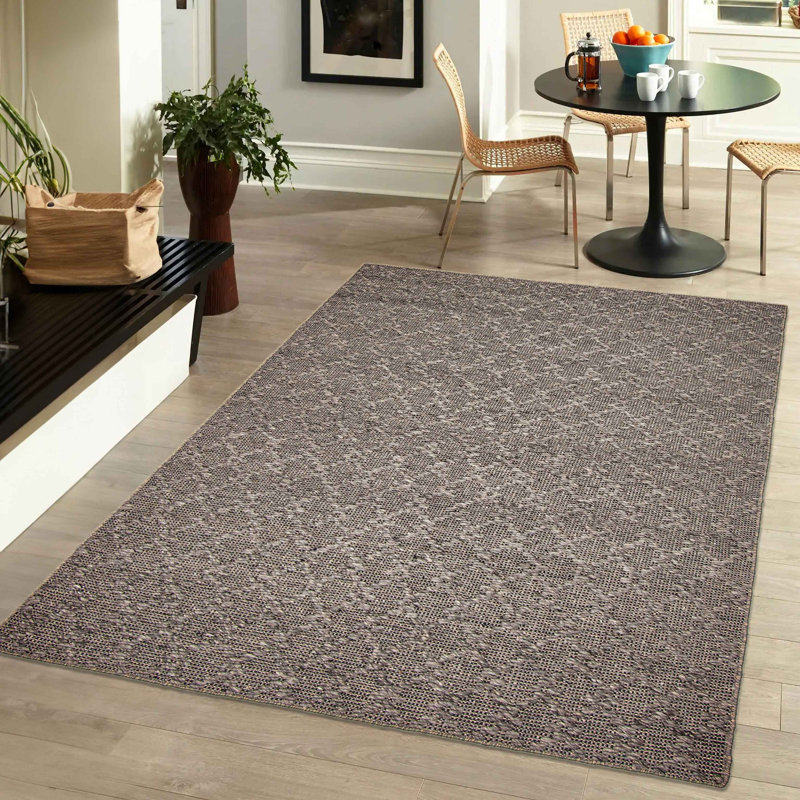 Tapis gris rectangulaire unique de 5 pi 3 po x 7 pi 7 po Henar