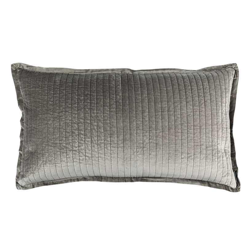 Aria Velvet Lumbar Pillow Cover & Insert, Light Gray, 20" x 36"