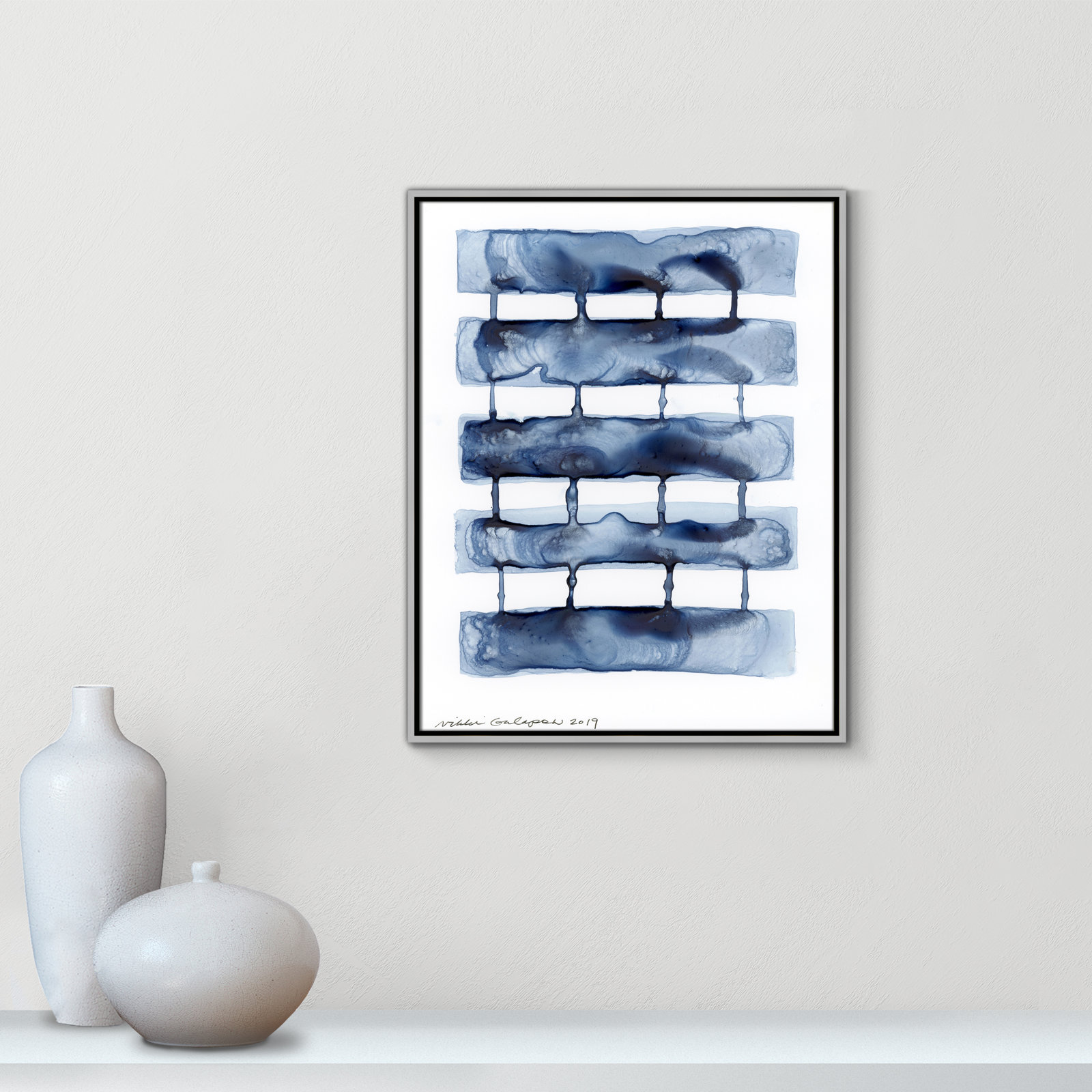Stitched Together I by Nikki Galapon - Solid Wood Rectangle Print Single Piece Item on Canvas, Silver Framed Canvas