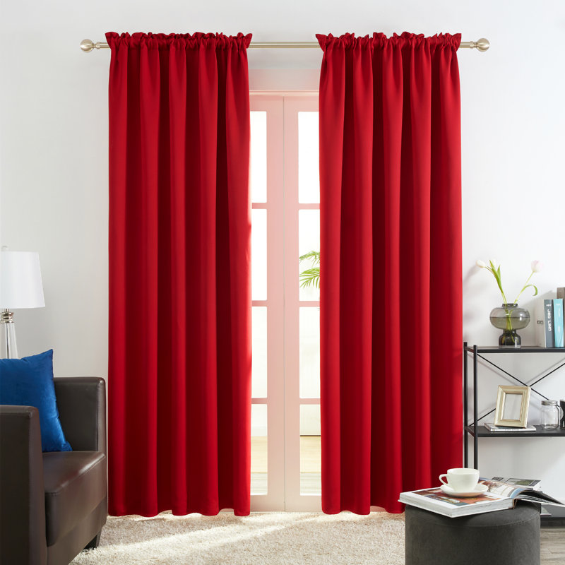 Harlowe Room Darkening Curtain Pair, 38" W x 72" L, Red