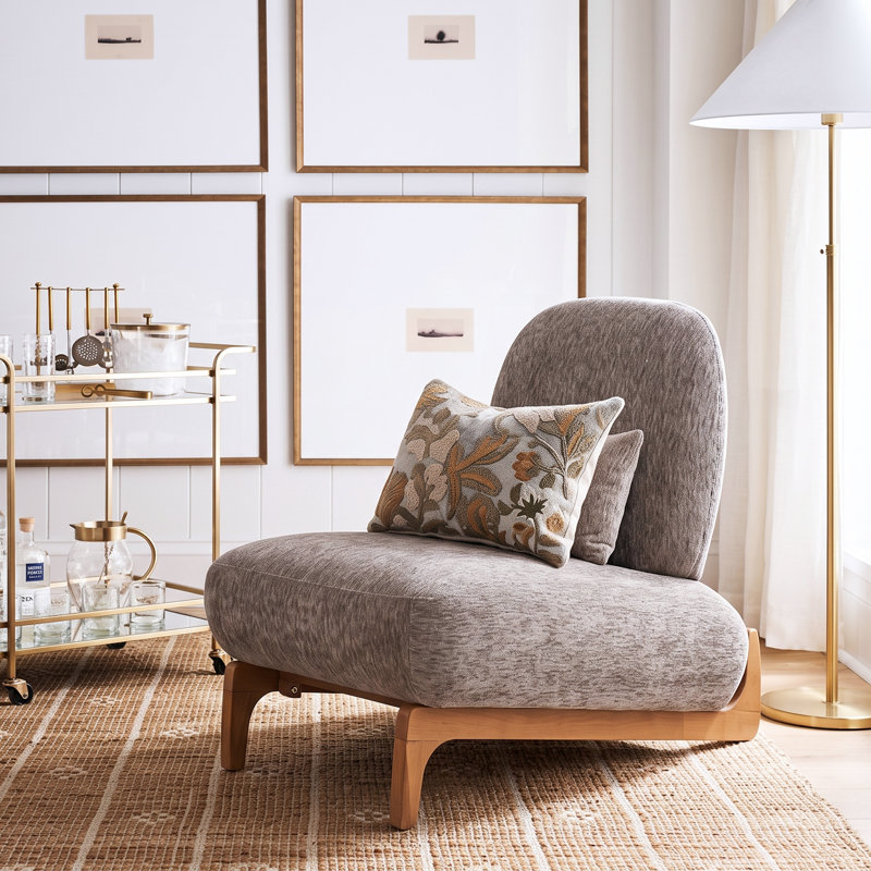 Chaise d'appoint rembourrée sans accoudoirs Hamilton, Polyester espresso, 1