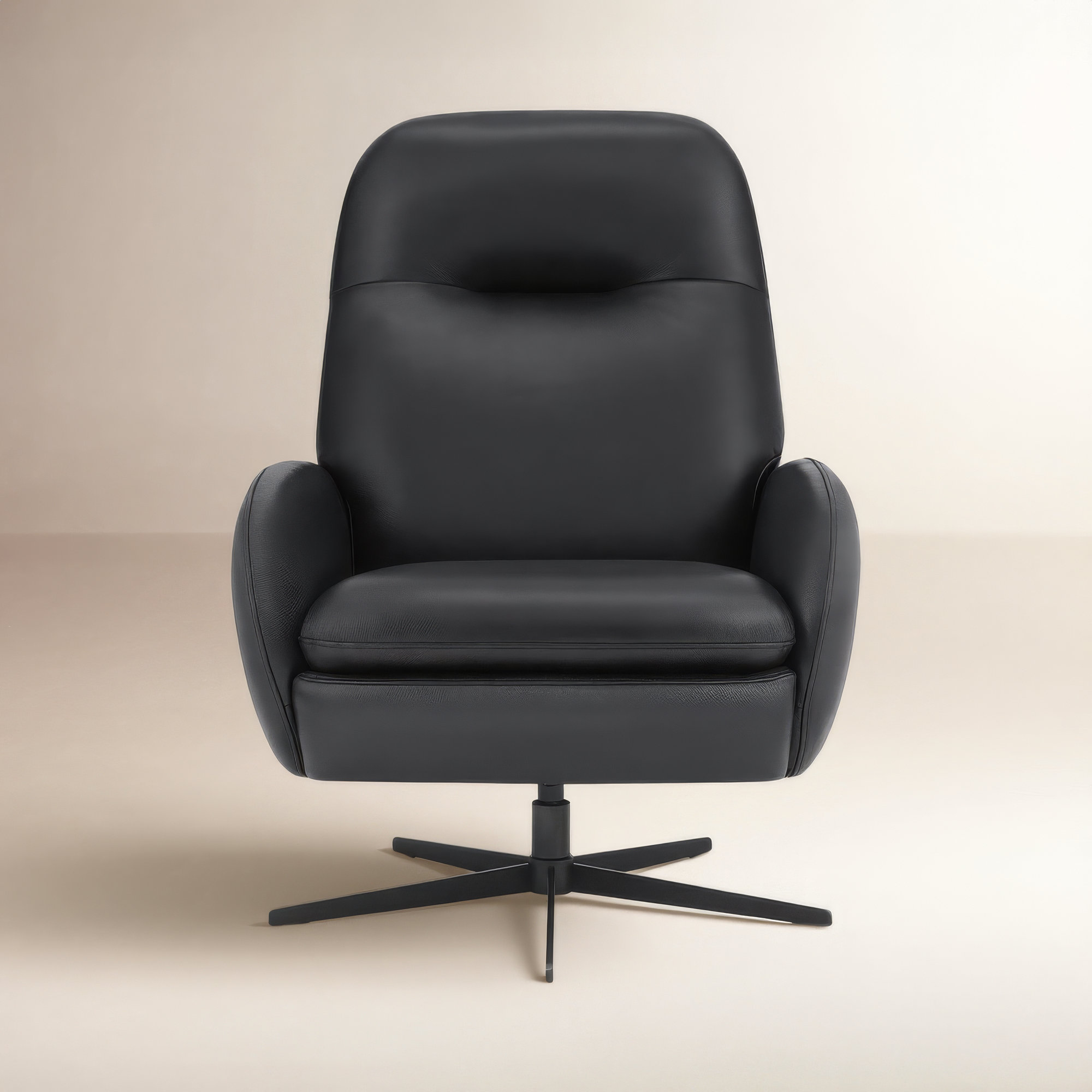 Danva Genuine Leather Swivel Recliner, Florida Black Genuine Leather