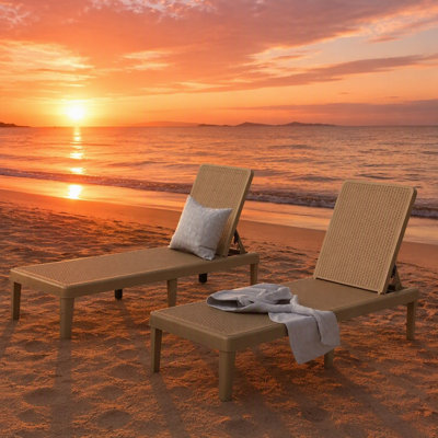 Adjustable Resin Pool Lounge Chairs Set With Six Position Backrest For Outdoor Patio And Garden Relaxation